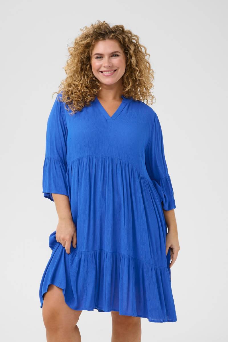 Große Größen Kleid A-shape, Damen, blau, Größe: 50, Viskose, Happy Size DE Women von KAFFE Curve