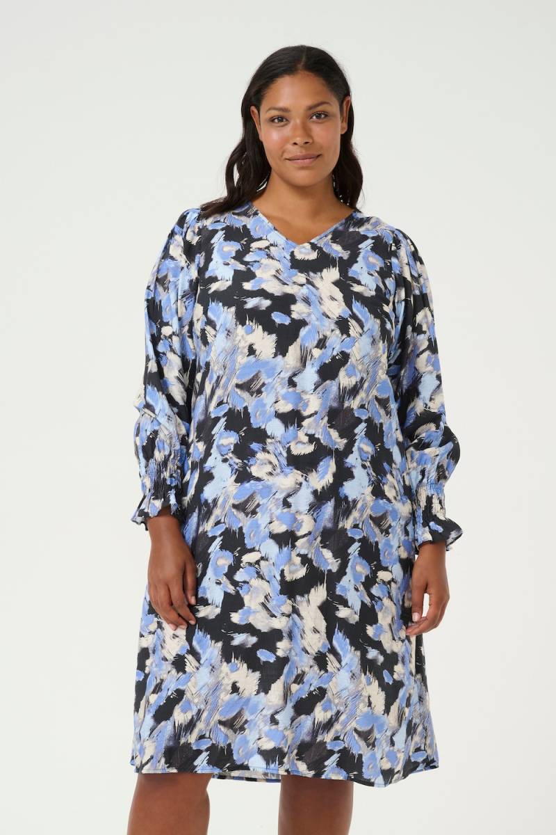 Große Größen Kleid A-shape, Damen, blau, Größe: 50, Viskose/Synthetische Fasern, Happy Size DE Women von KAFFE Curve