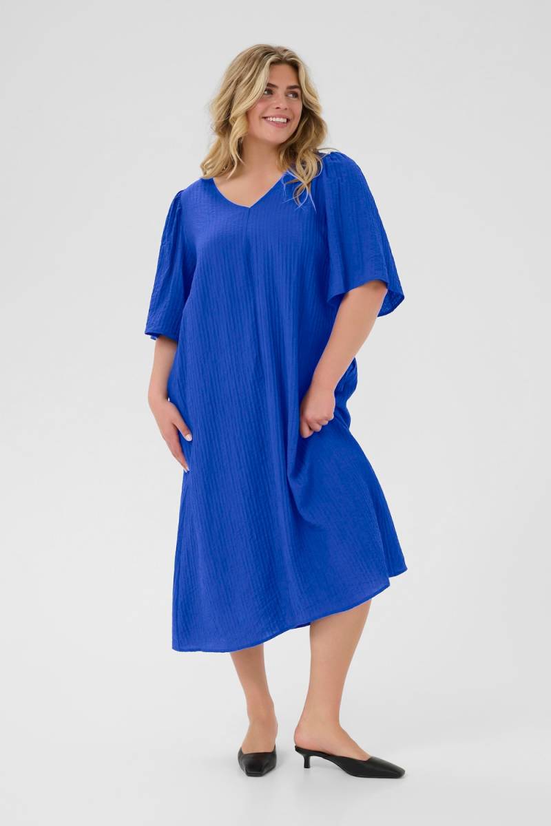 Große Größen Kleid A-shape, Damen, blau, Größe: 52, Viskose/Nylon, Happy Size DE Women von KAFFE Curve