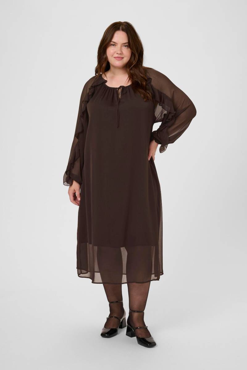 Große Größen Kleid A-shape, Damen, braun, Größe: 48, Polyester, Happy Size DE Women von KAFFE Curve