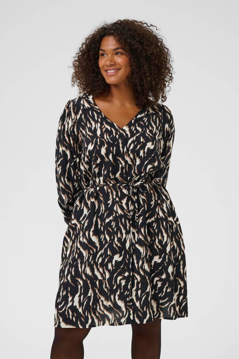 Große Größen Kleid A-shape, Damen, braun, Größe: 52, Viskose, Happy Size DE Women von KAFFE Curve