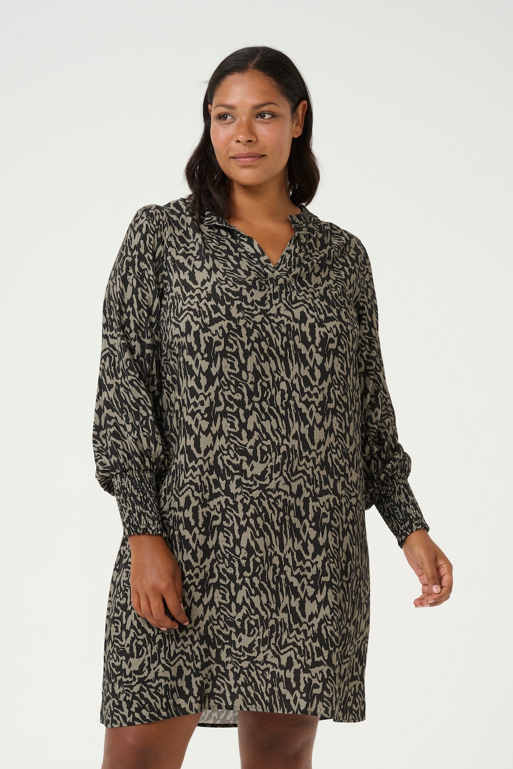 Große Größen Kleid A-shape, Damen, braun, Größe: 52, Viskose, Happy Size DE Women von KAFFE Curve