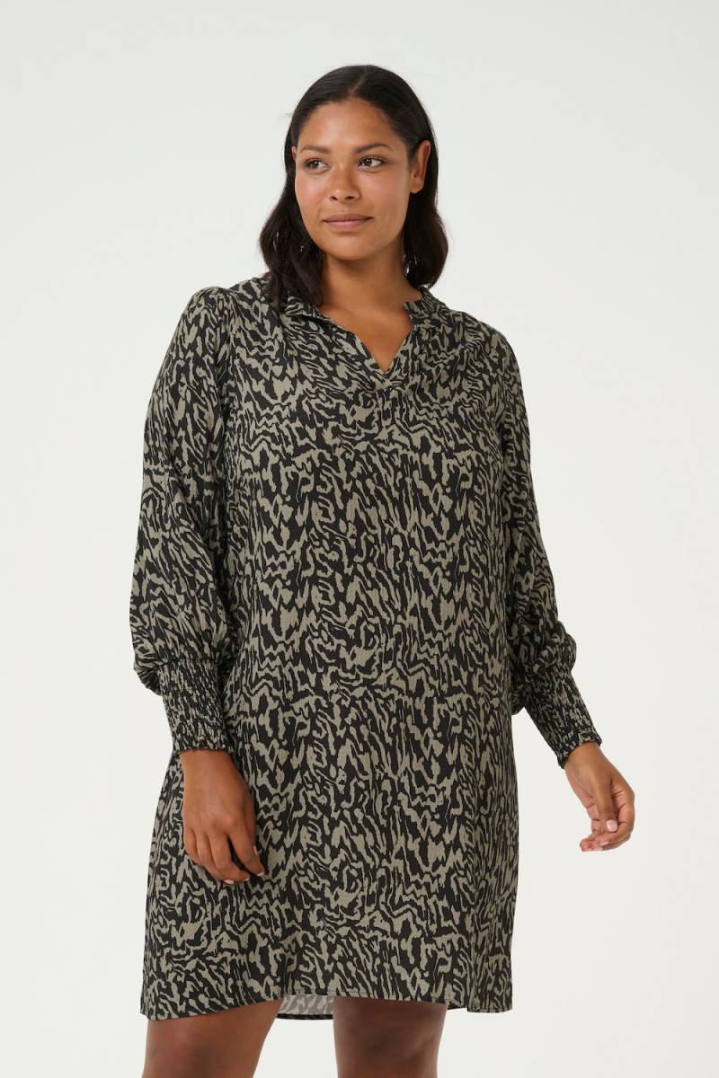 Große Größen Kleid A-shape, Damen, braun, Größe: 52, Viskose, Happy Size DE Women von KAFFE Curve