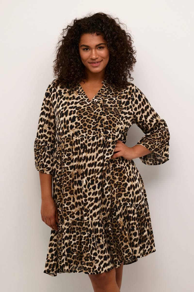 Große Größen Kleid A-shape, Damen, braun, Größe: 54, Viskose, Happy Size DE Women von KAFFE Curve