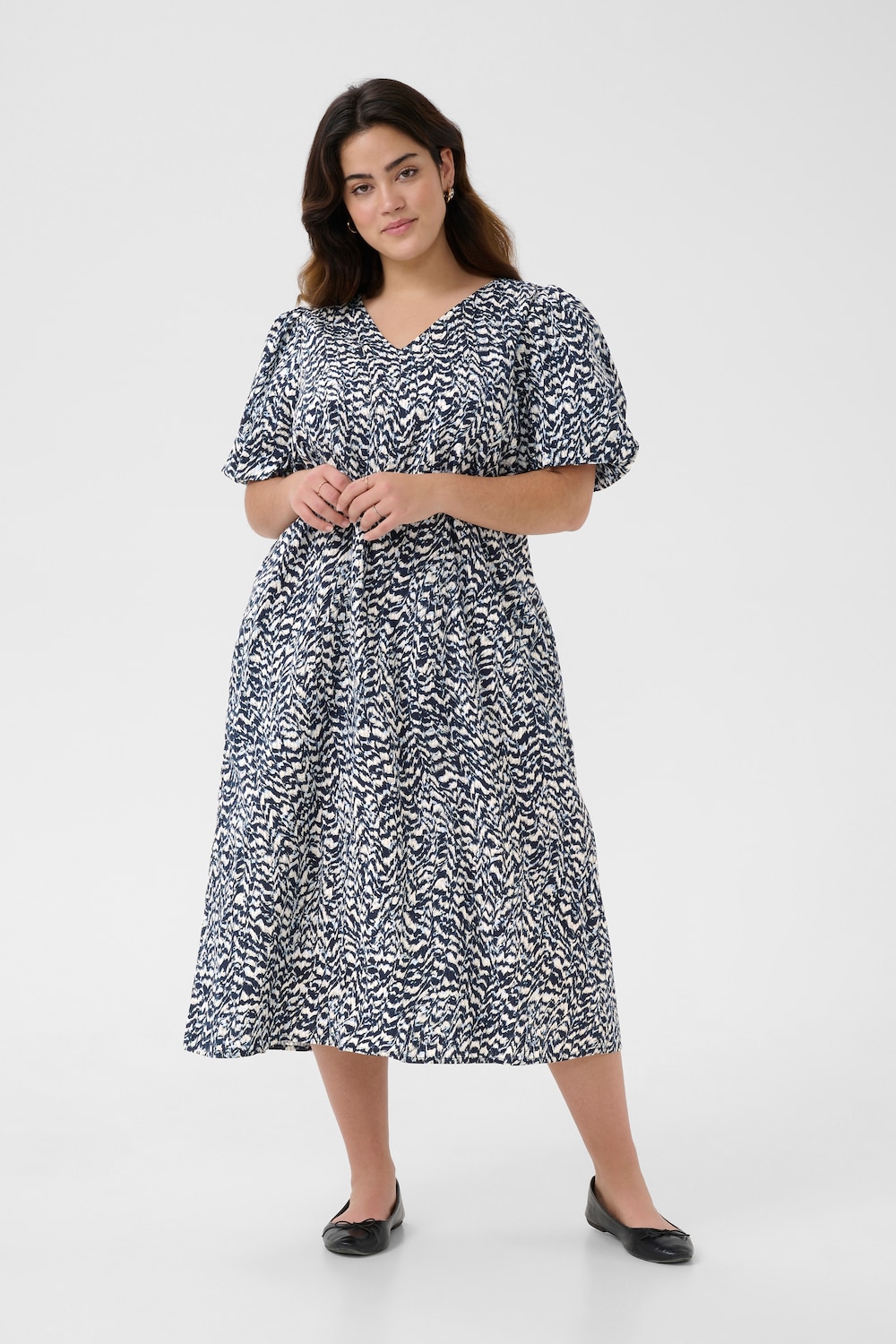 Große Größen Kleid A-shape, Damen, grau, Größe: 44, Baumwolle, Happy Size DE Women von KAFFE Curve