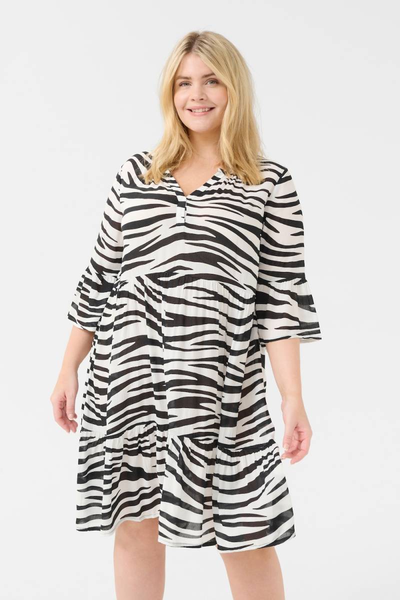 Große Größen Kleid A-shape, Damen, grau, Größe: 44, Viskose, Happy Size DE Women von KAFFE Curve