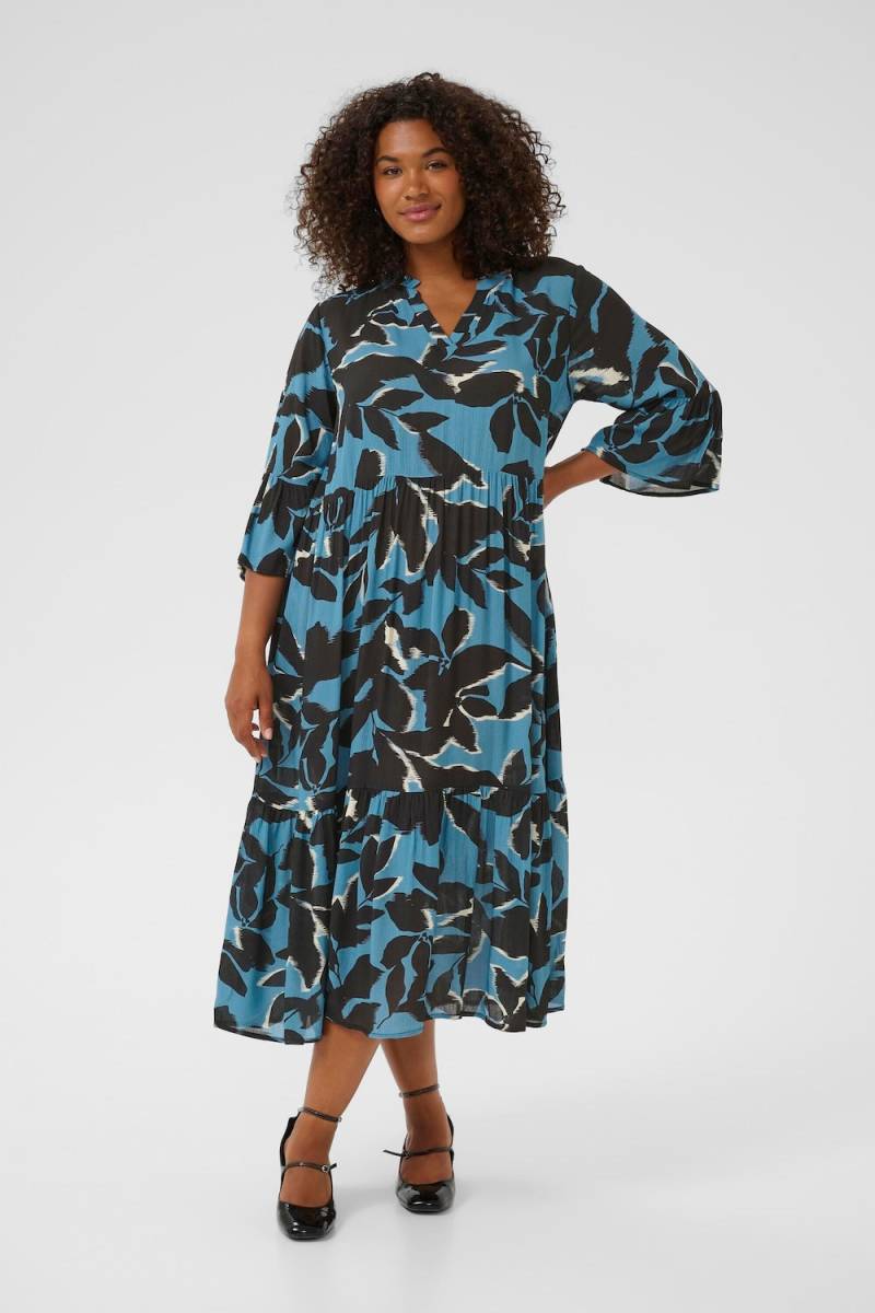 Große Größen Kleid A-shape, Damen, grau, Größe: 44, Viskose, Happy Size DE Women von KAFFE Curve