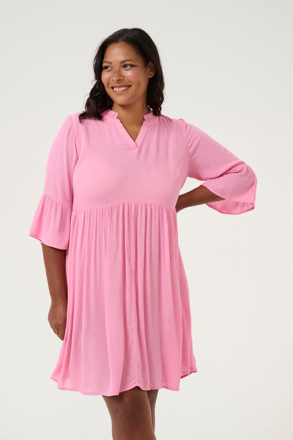Große Größen Kleid A-shape, Damen, rosa, Größe: 44, Viskose, Happy Size DE Women von KAFFE Curve