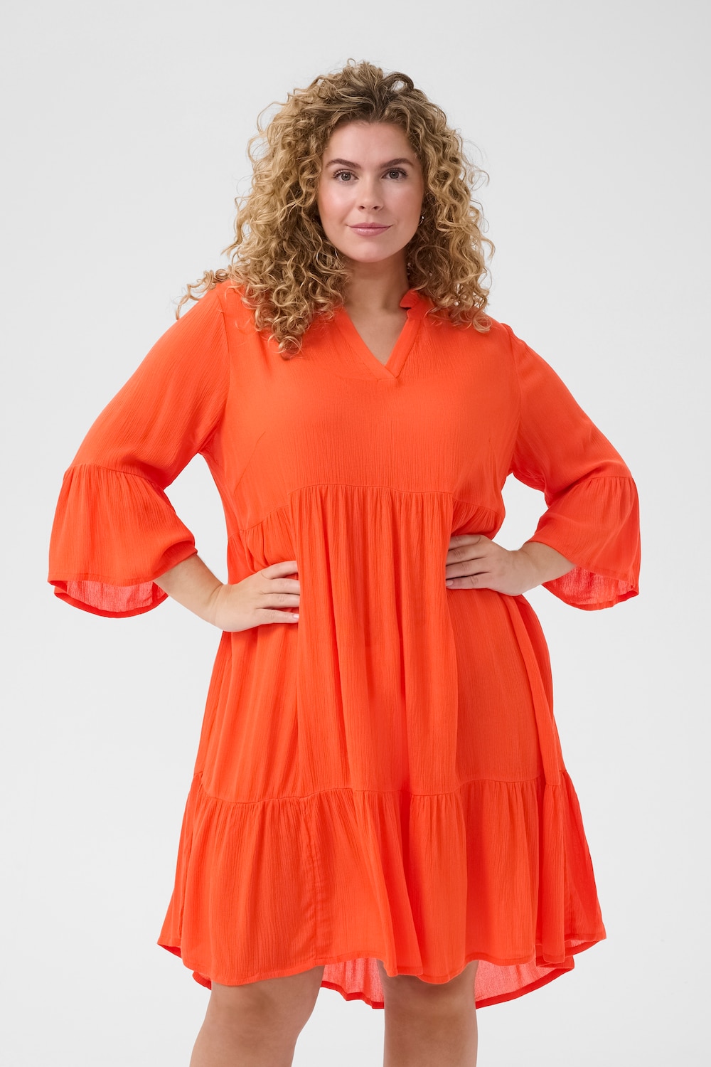Große Größen Kleid A-shape, Damen, rosa, Größe: 50, Viskose, Happy Size DE Women von KAFFE Curve