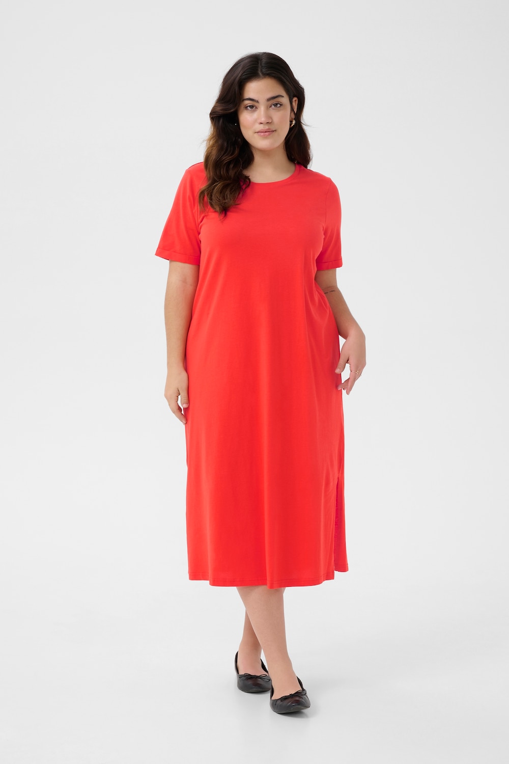 Große Größen Kleid A-shape, Damen, rosa, Größe: XL, Baumwolle, Happy Size DE Women von KAFFE Curve
