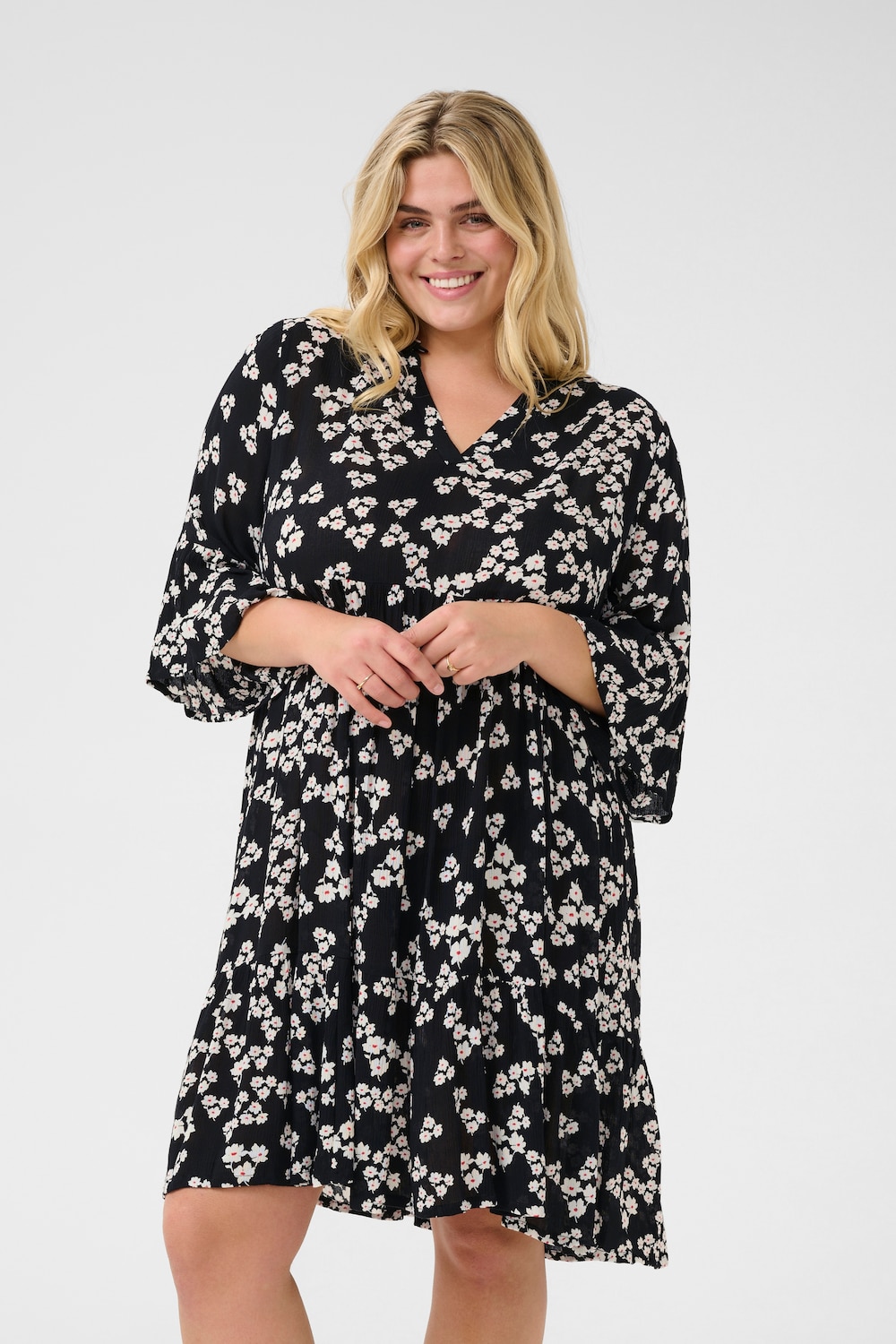 Große Größen Kleid A-shape, Damen, rot, Größe: 50, Viskose, Happy Size DE Women von KAFFE Curve