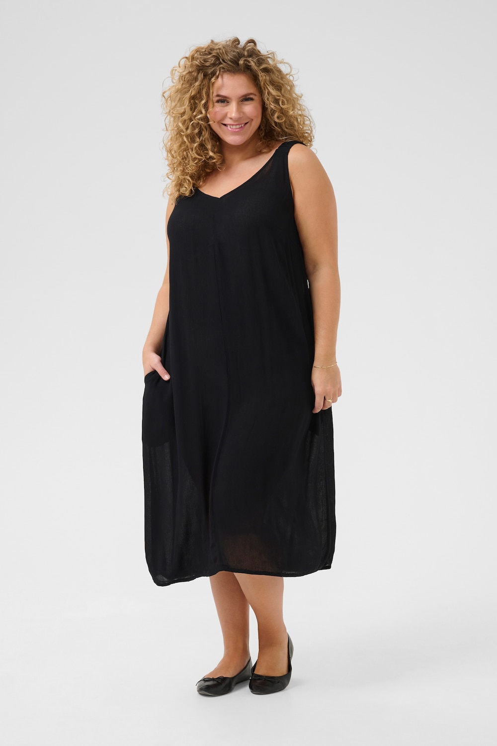 Große Größen Kleid A-shape, Damen, schwarz, Größe: 46, Viskose, Happy Size DE Women von KAFFE Curve