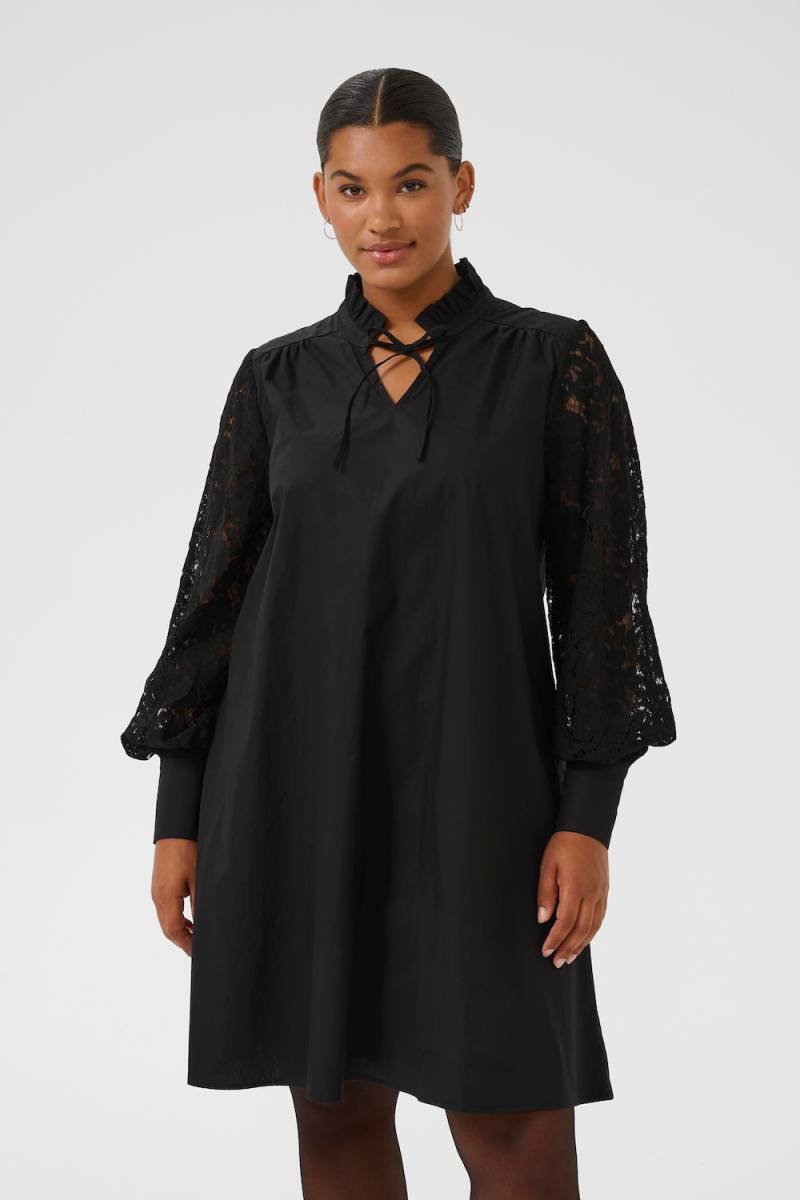 Große Größen Kleid A-shape, Damen, schwarz, Größe: 50, Baumwolle, Happy Size DE Women von KAFFE Curve