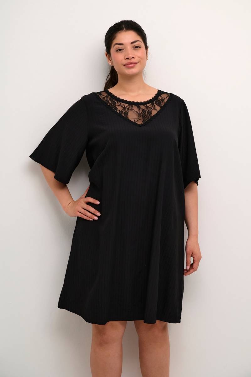 Große Größen Kleid A-shape, Damen, schwarz, Größe: 50, Polyester/Viskose, Happy Size DE Women von KAFFE Curve