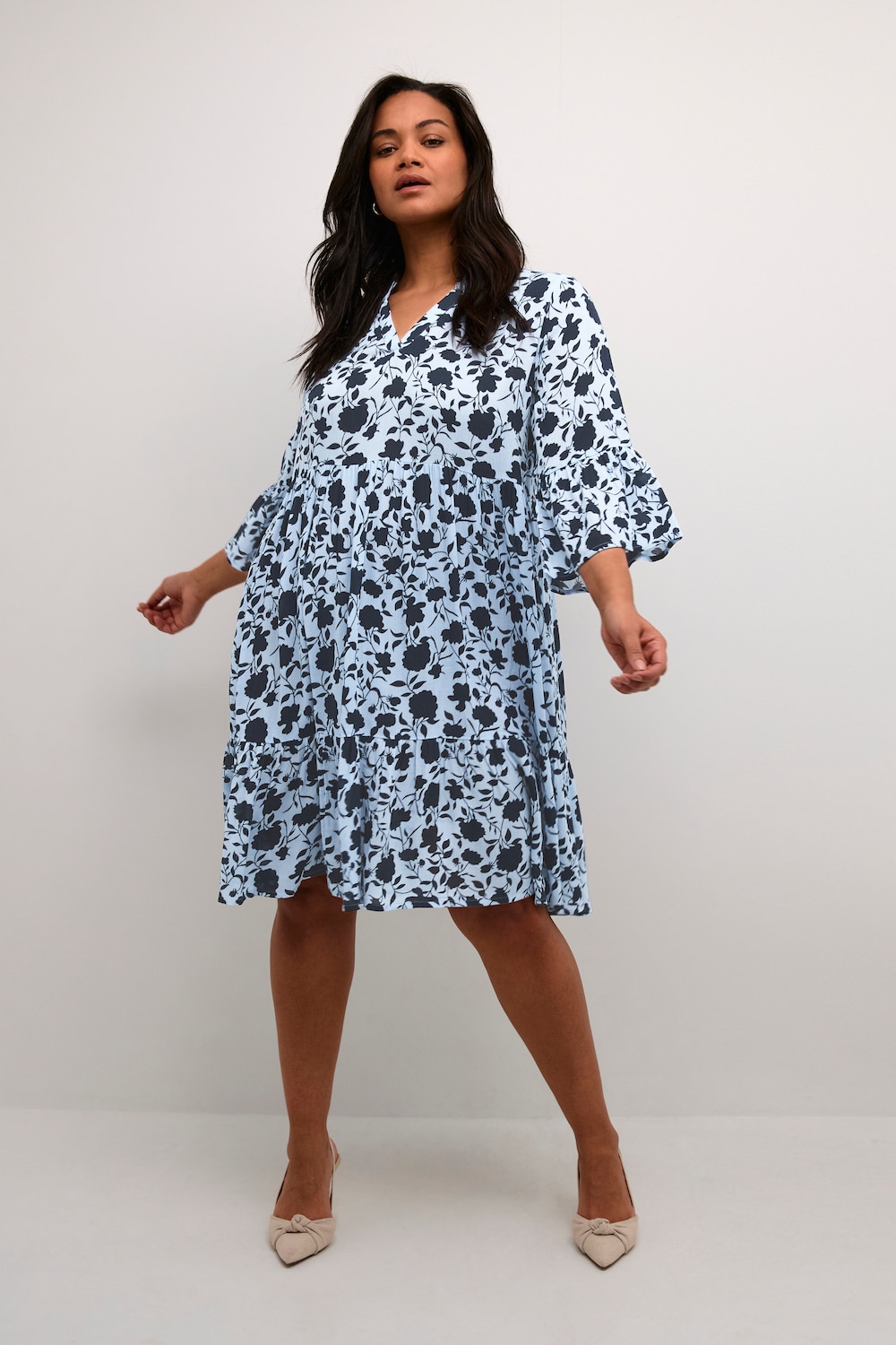 Große Größen Kleid A-shape, Damen, türkis, Größe: 48, Viskose, Happy Size DE Women von KAFFE Curve