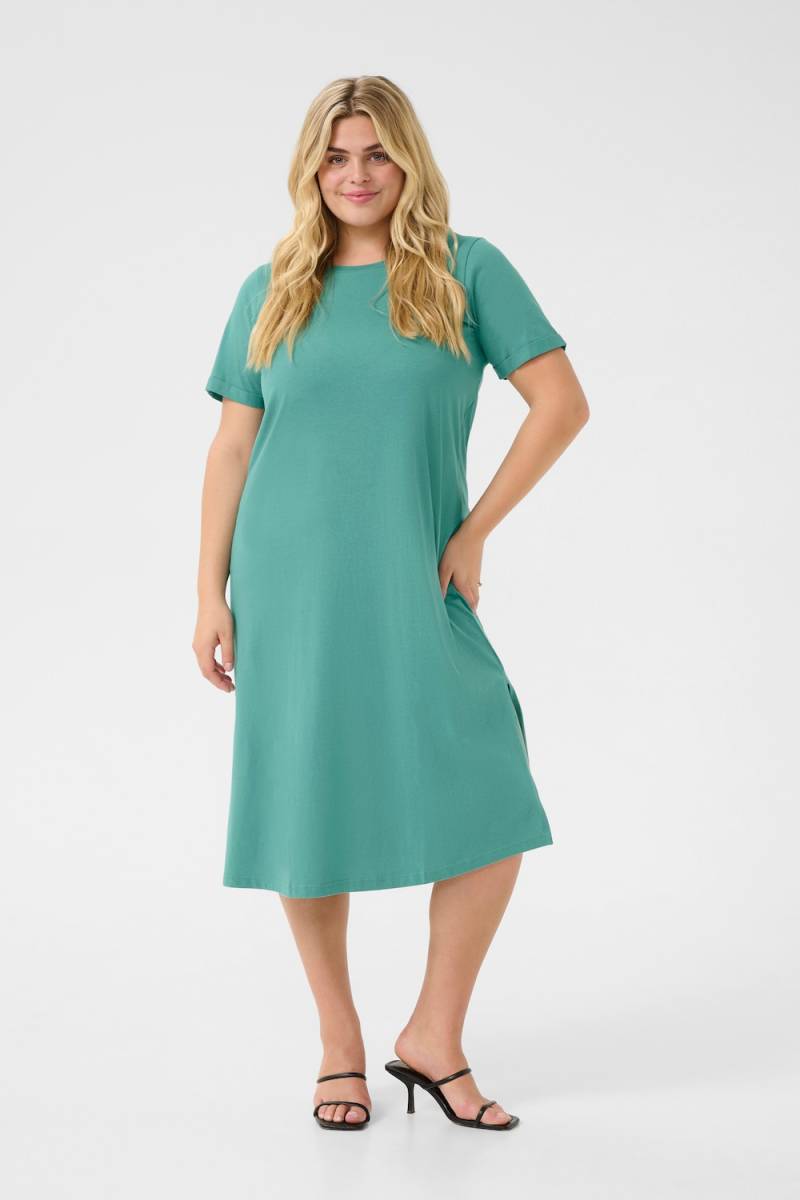 Große Größen Kleid A-shape, Damen, türkis, Größe: L, Baumwolle, Happy Size DE Women von KAFFE Curve