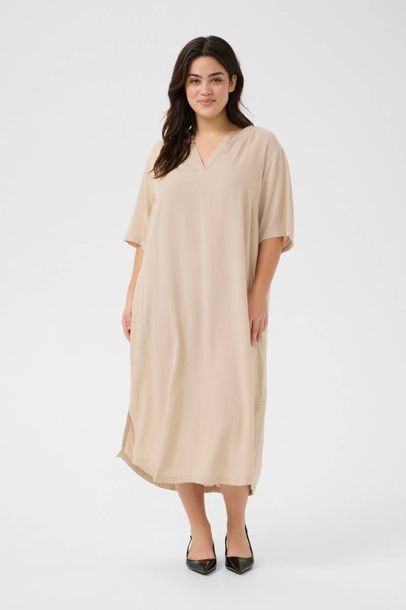 Große Größen Kleid Loose fit, Damen, beige, Größe: 52, Viskose/Leinen, Happy Size DE Women von KAFFE Curve