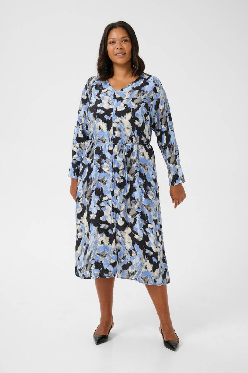 Große Größen Kleid Loose fit, Damen, blau, Größe: 46, Viskose/Synthetische Fasern, Happy Size DE Women von KAFFE Curve