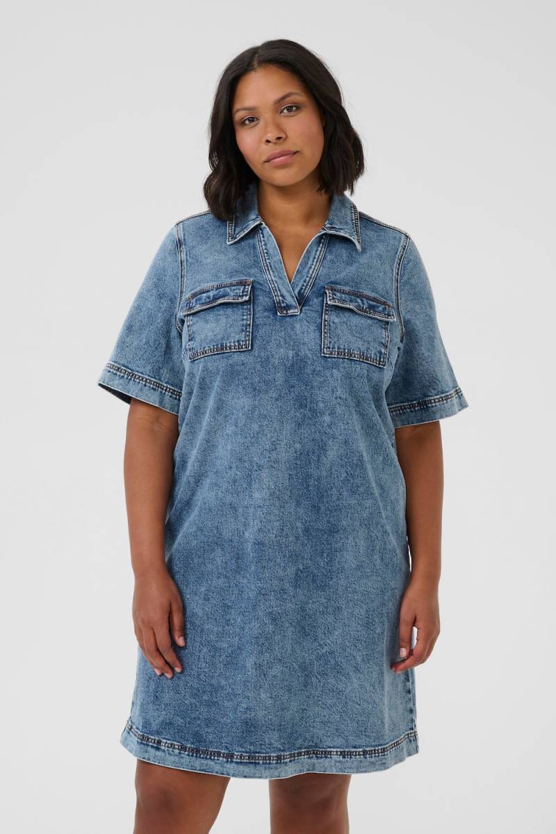 Große Größen Kleid Loose fit, Damen, blau, Größe: 50, Baumwolle, Happy Size DE Women von KAFFE Curve