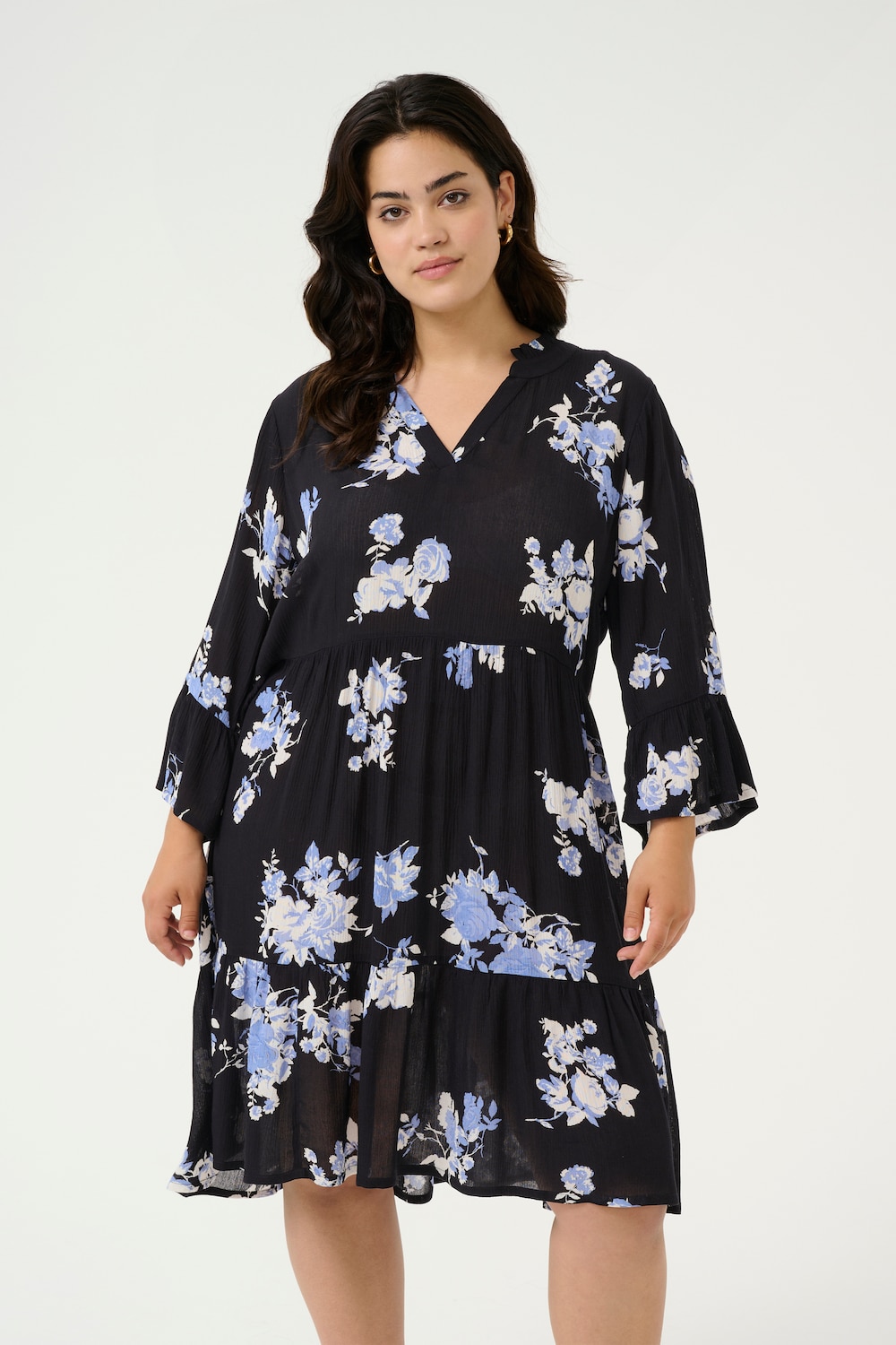 Große Größen Kleid Regular fit, Damen, blau, Größe: 46, Viskose, Happy Size DE Women von KAFFE Curve