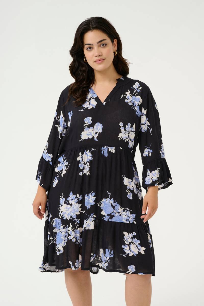 Große Größen Kleid Regular fit, Damen, blau, Größe: 46, Viskose, Happy Size DE Women von KAFFE Curve