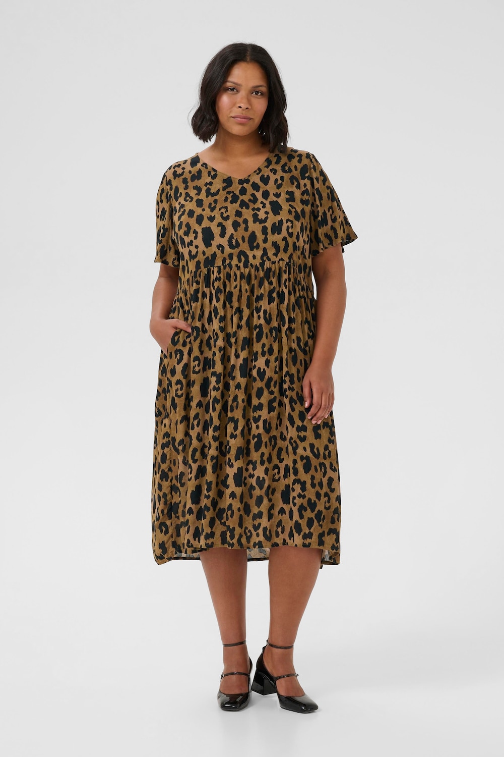 Große Größen Kleid Regular fit, Damen, braun, Größe: 44, Viskose, Happy Size DE Women von KAFFE Curve