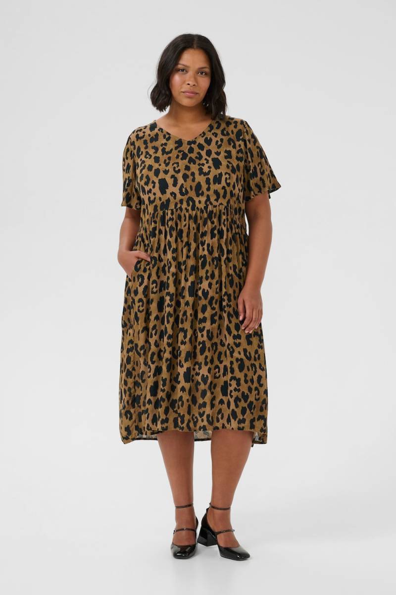 Große Größen Kleid Regular fit, Damen, braun, Größe: 44, Viskose, Happy Size DE Women von KAFFE Curve