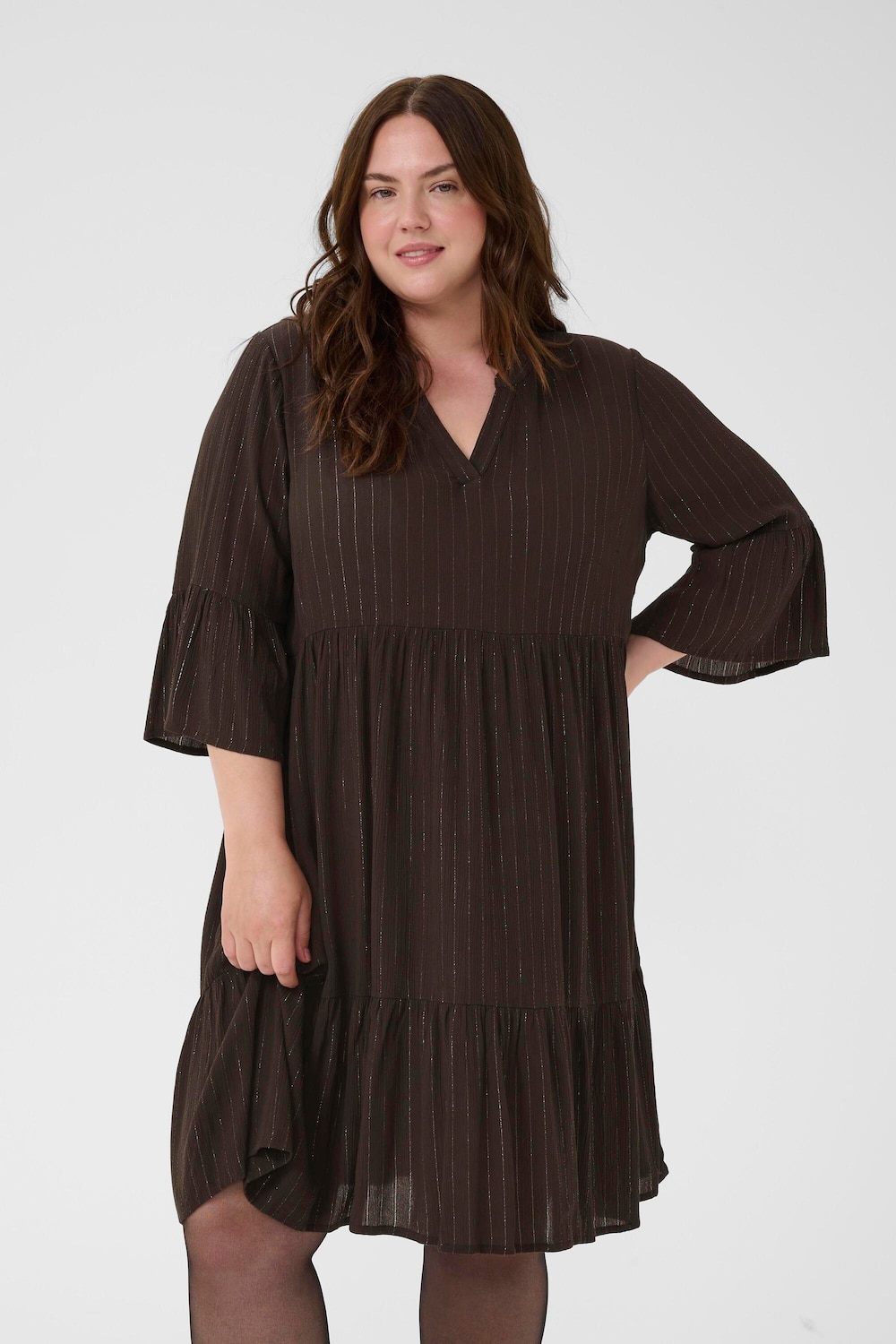 Große Größen Kleid Regular fit, Damen, braun, Größe: 48, Viskose, Happy Size DE Women von KAFFE Curve