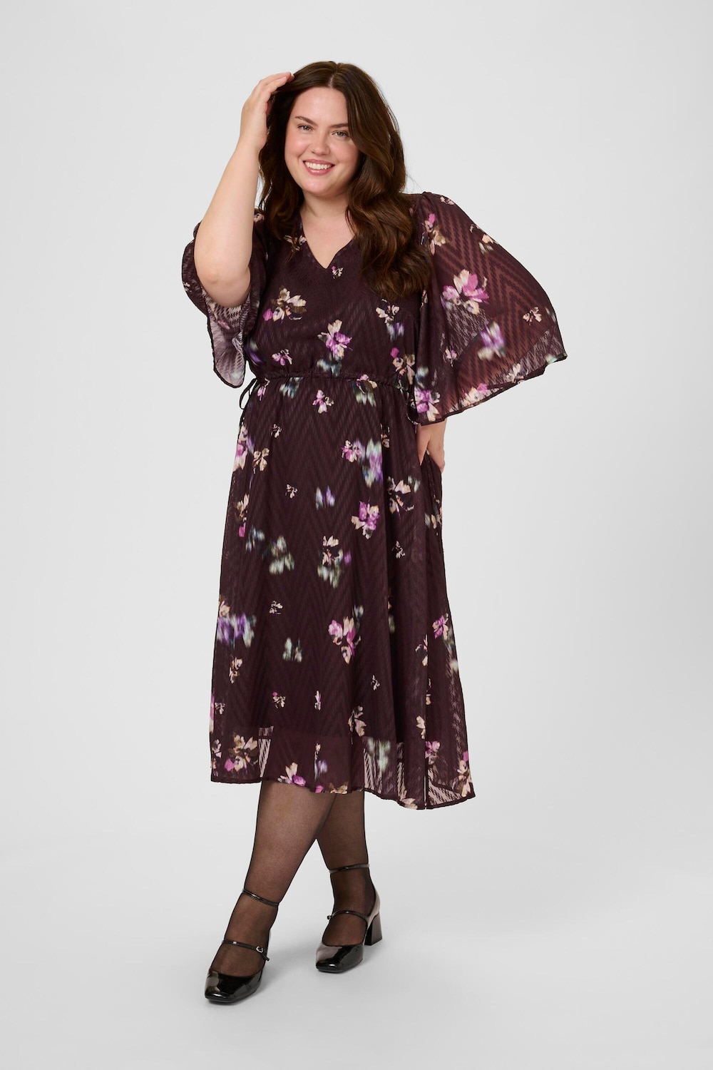 Große Größen Kleid Regular fit, Damen, braun, Größe: 50, Polyester, Happy Size DE Women von KAFFE Curve