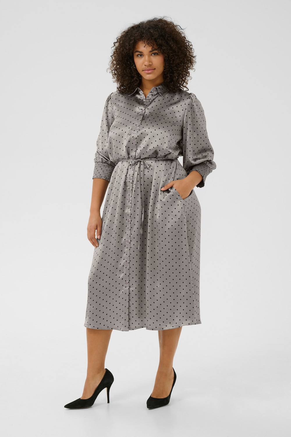 Große Größen Kleid Regular fit, Damen, grau, Größe: 48, Polyester, Happy Size DE Women von KAFFE Curve