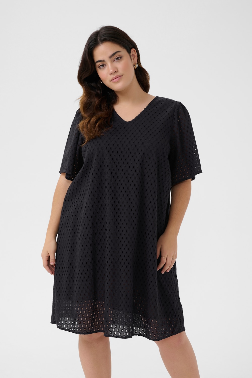 Große Größen Kleid Regular fit, Damen, schwarz, Größe: 46, Baumwolle, Happy Size DE Women von KAFFE Curve