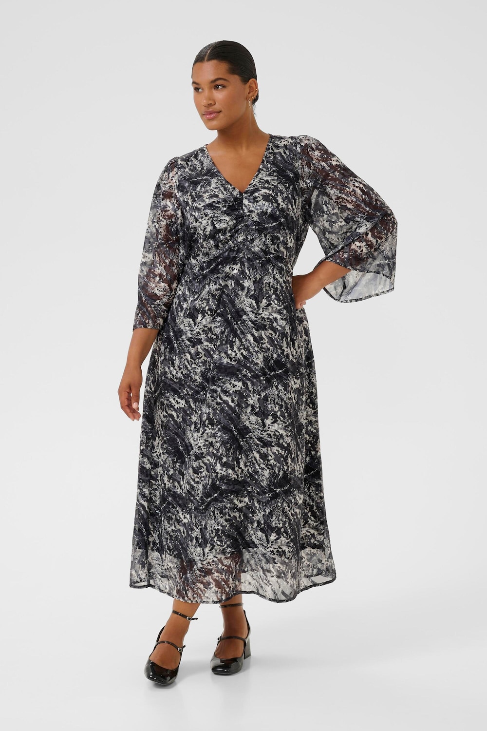 Große Größen Kleid Tight fit, Damen, grau, Größe: 46, Polyester, Happy Size DE Women von KAFFE Curve