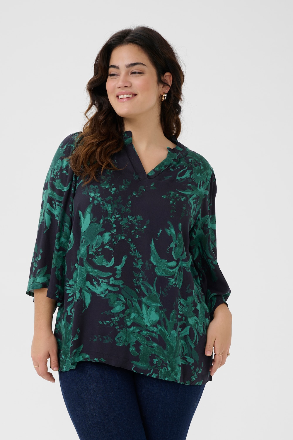 Große Größen Kurzarm-Bluse A-shape, Damen, grün, Größe: 54, Viskose, Happy Size DE Women Große Größen Kurzarm-Bluse A-shape, Damen, grün, Größe: 54, Viskose, Happy Size DE Women von KAFFE Curve
