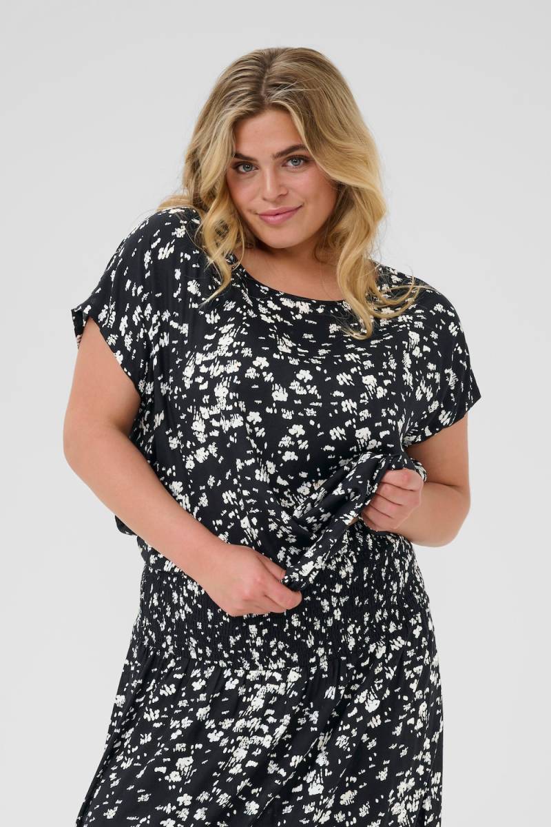 Große Größen Kurzarm-Bluse Loose fit, Damen, beige, Größe: 44, Viskose, Happy Size DE Women Große Größen Kurzarm-Bluse Loose fit, Damen, beige, Größe: 44, Viskose, Happy Size DE Women von KAFFE Curve