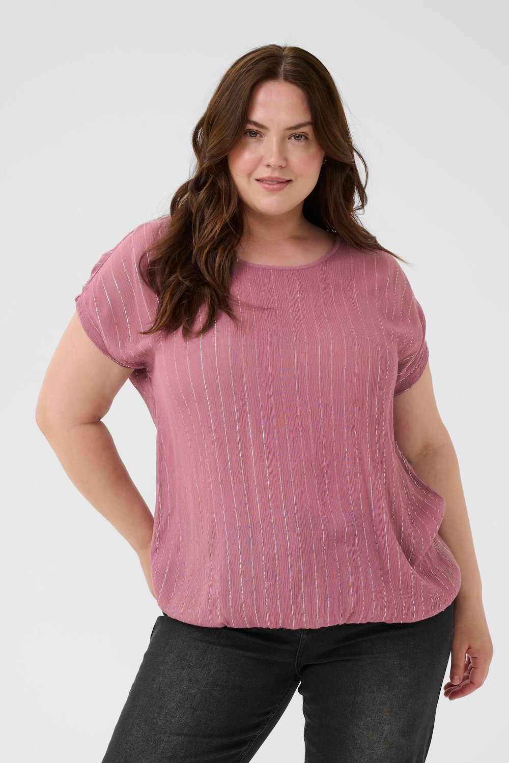 Große Größen Kurzarm-Bluse Loose fit, Damen, lila, Größe: 48, Viskose, Happy Size DE Women Große Größen Kurzarm-Bluse Loose fit, Damen, lila, Größe: 48, Viskose, Happy Size DE Women von KAFFE Curve