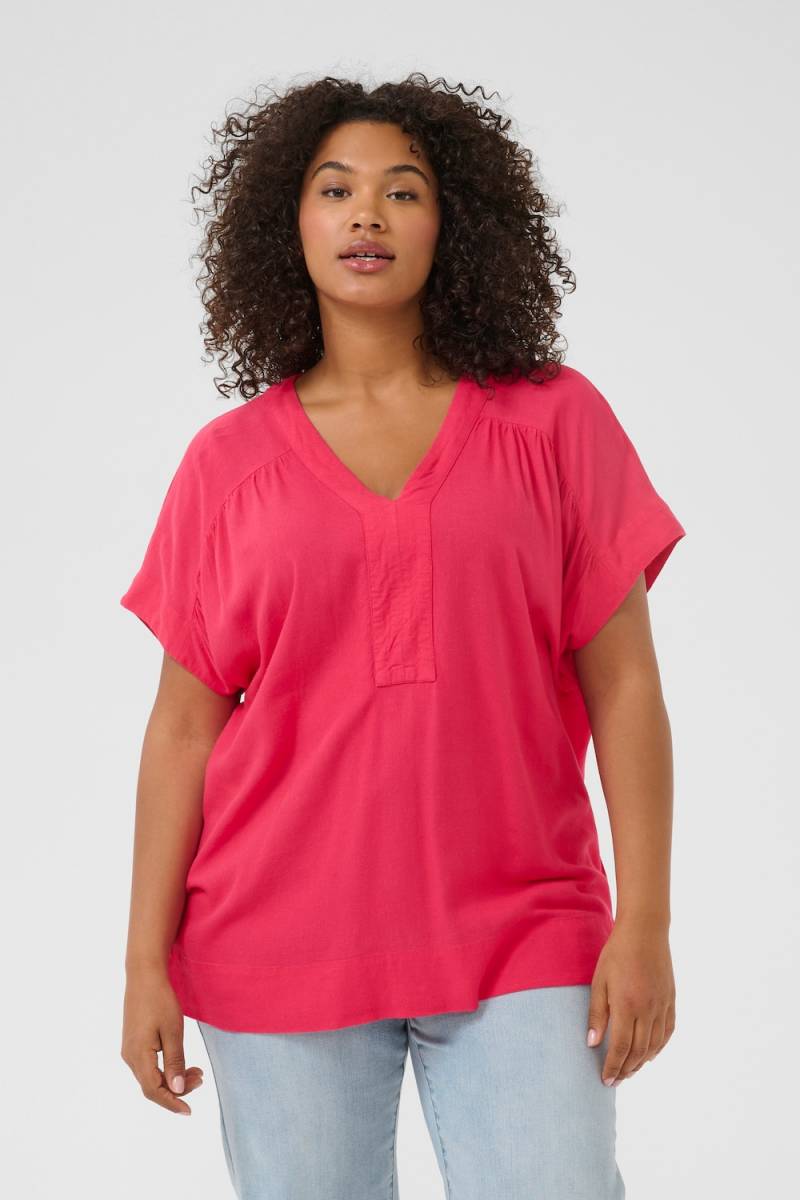 Große Größen Kurzarm-Bluse Loose fit, Damen, rosa, Größe: 46, Viskose/Leinen, Happy Size DE Women von KAFFE Curve