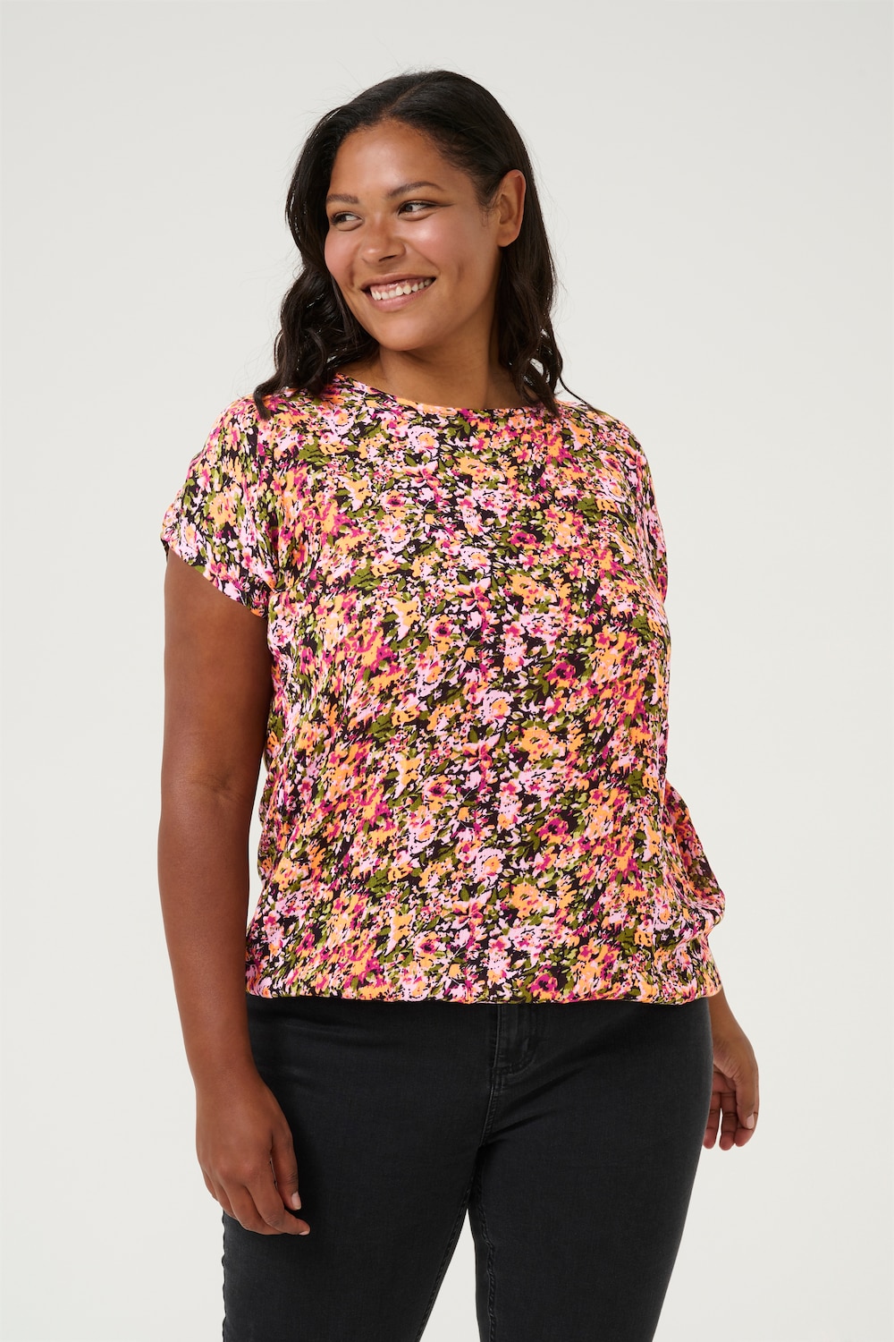 Große Größen Kurzarm-Bluse Loose fit, Damen, rosa, Größe: 48, Viskose, Happy Size DE Women Große Größen Kurzarm-Bluse Loose fit, Damen, rosa, Größe: 48, Viskose, Happy Size DE Women von KAFFE Curve