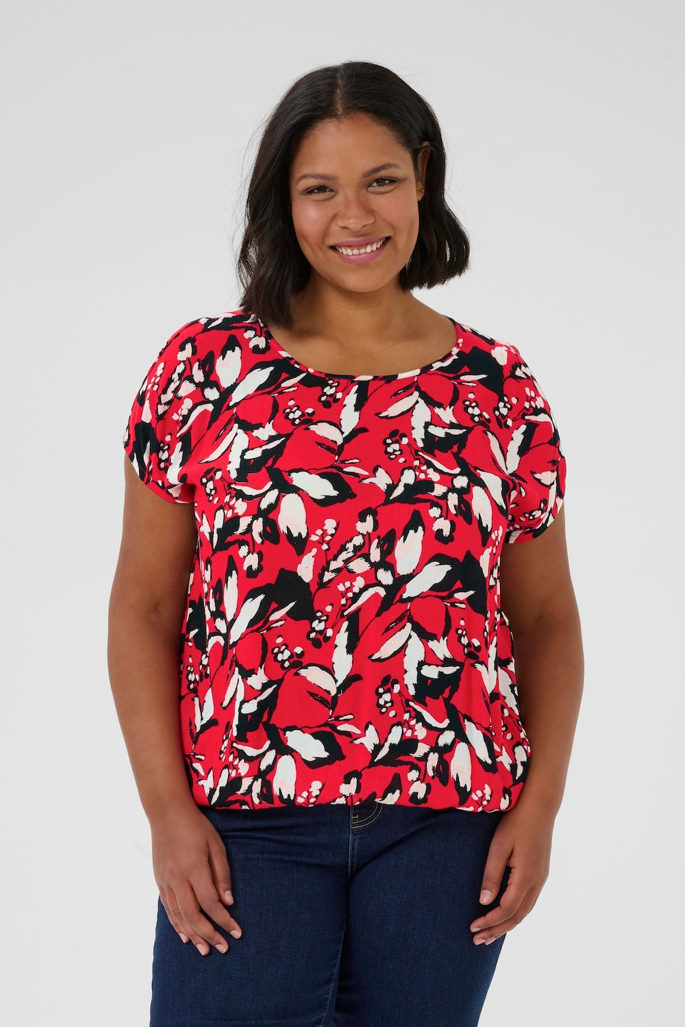 Große Größen Kurzarm-Bluse Loose fit, Damen, rosa, Größe: 54, Viskose, Happy Size DE Women Große Größen Kurzarm-Bluse Loose fit, Damen, rosa, Größe: 54, Viskose, Happy Size DE Women von KAFFE Curve