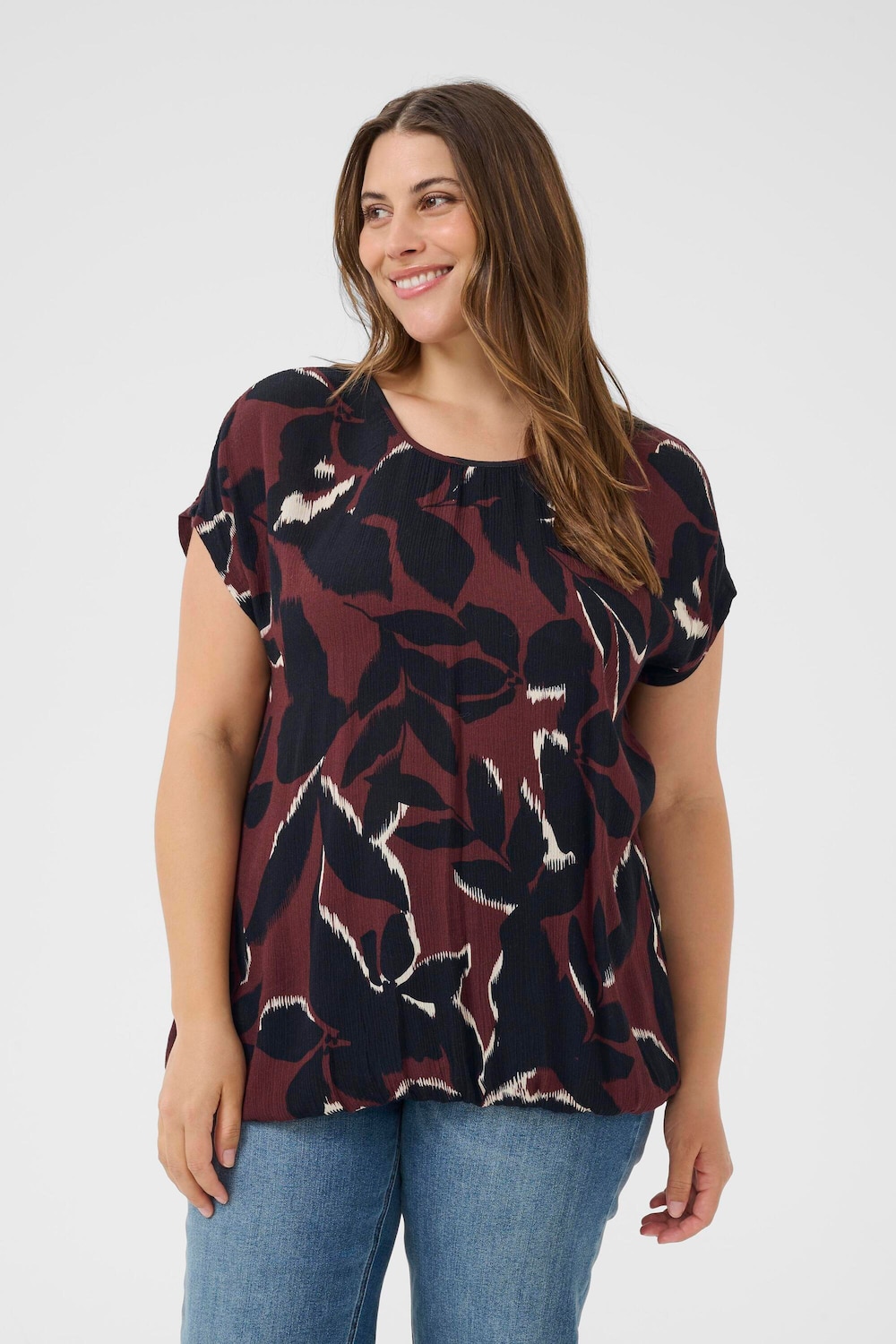 Große Größen Kurzarm-Bluse Loose fit, Damen, rot, Größe: 48, Viskose, Happy Size DE Women von KAFFE Curve