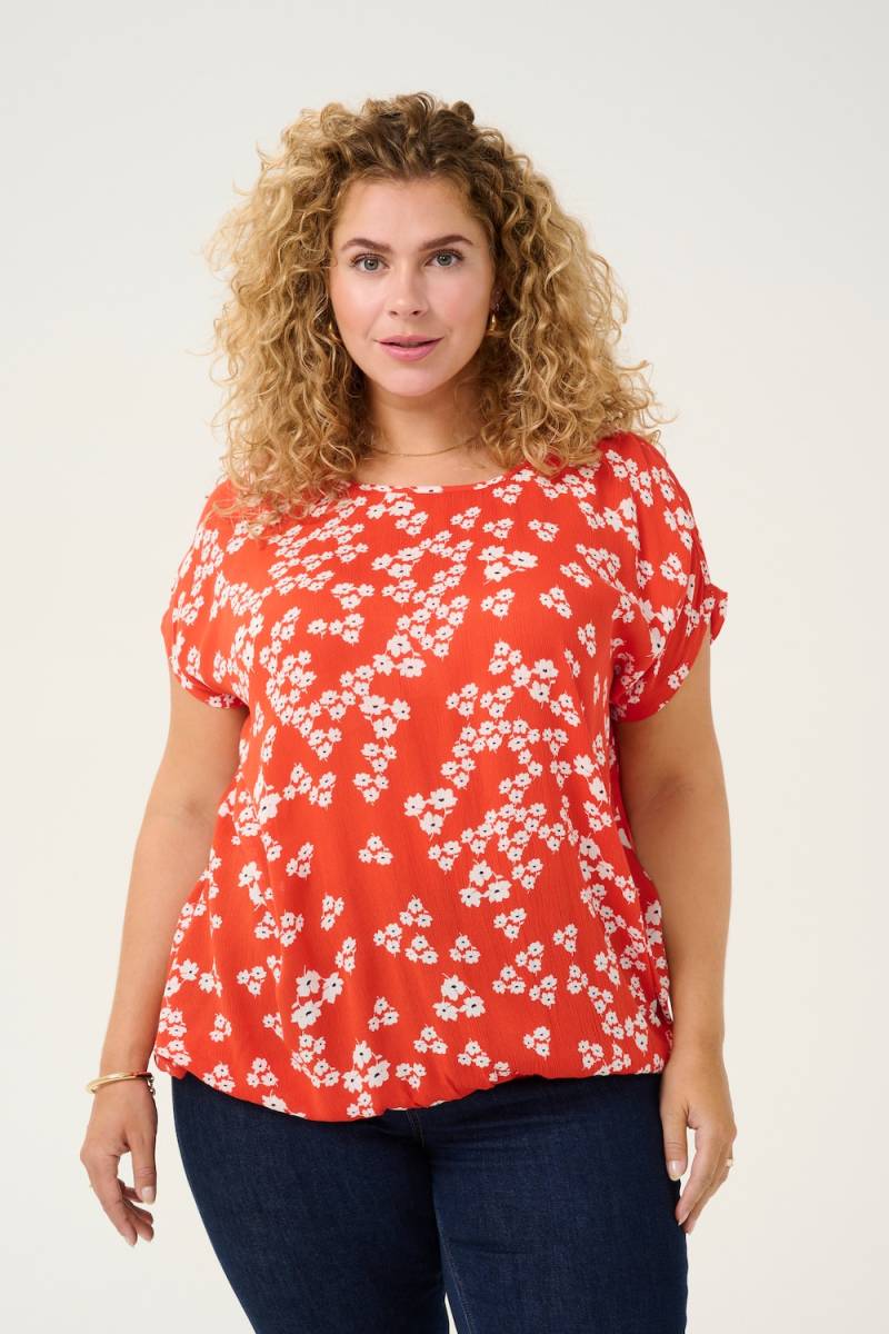 Große Größen Kurzarm-Bluse Loose fit, Damen, rot, Größe: 50, Viskose, Happy Size DE Women von KAFFE Curve