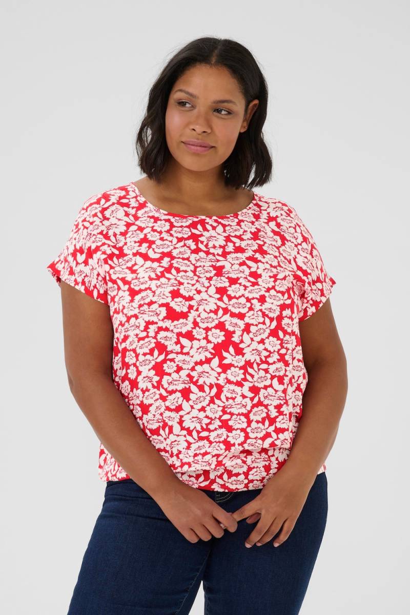 Große Größen Kurzarm-Bluse Loose fit, Damen, rot, Größe: 52, Viskose, Happy Size DE Women von KAFFE Curve