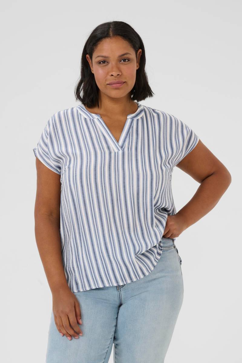 Große Größen Kurzarm-Bluse Regular fit, Damen, blau, Größe: 44, Viskose/Polyester, Happy Size DE Women von KAFFE Curve