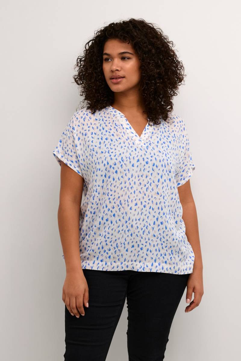 Große Größen Kurzarm-Bluse Regular fit, Damen, blau, Größe: 48, Viskose, Happy Size DE Women von KAFFE Curve
