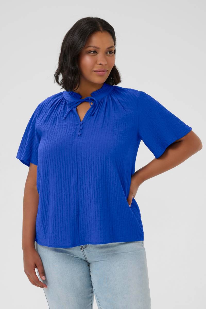 Große Größen Kurzarm-Bluse Regular fit, Damen, blau, Größe: 50, Viskose/Nylon, Happy Size DE Women von KAFFE Curve