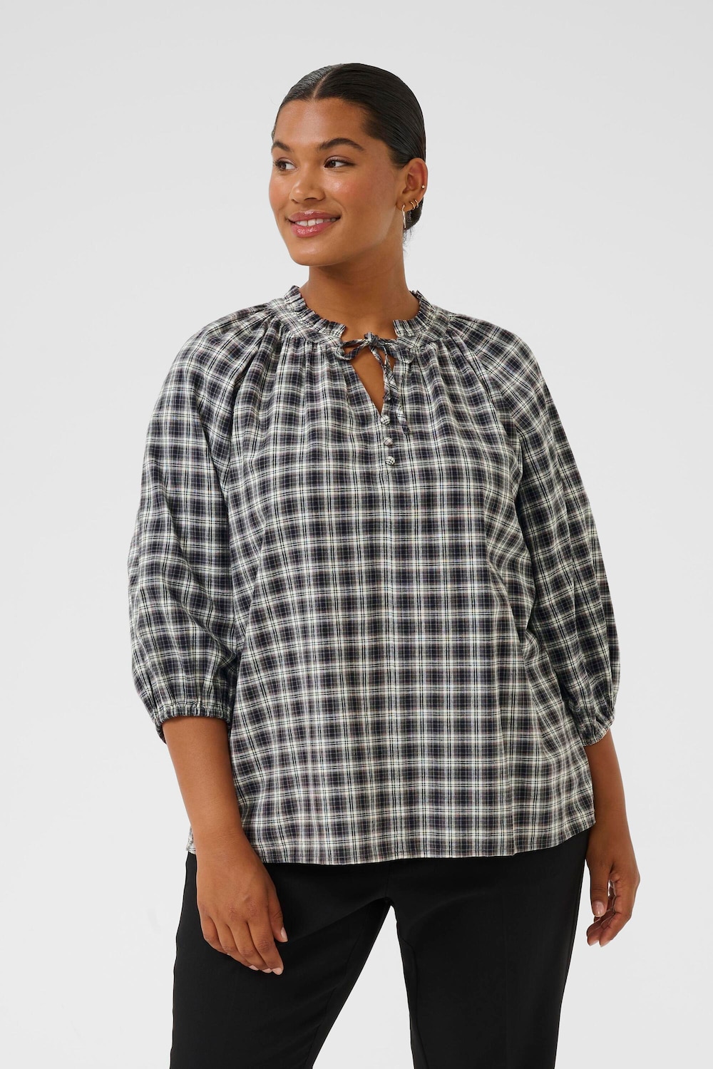 Große Größen Kurzarm-Bluse Regular fit, Damen, braun, Größe: 44, Baumwolle, Happy Size DE Women Große Größen Kurzarm-Bluse Regular fit, Damen, braun, Größe: 44, Baumwolle, Happy Size DE Women von KAFFE Curve