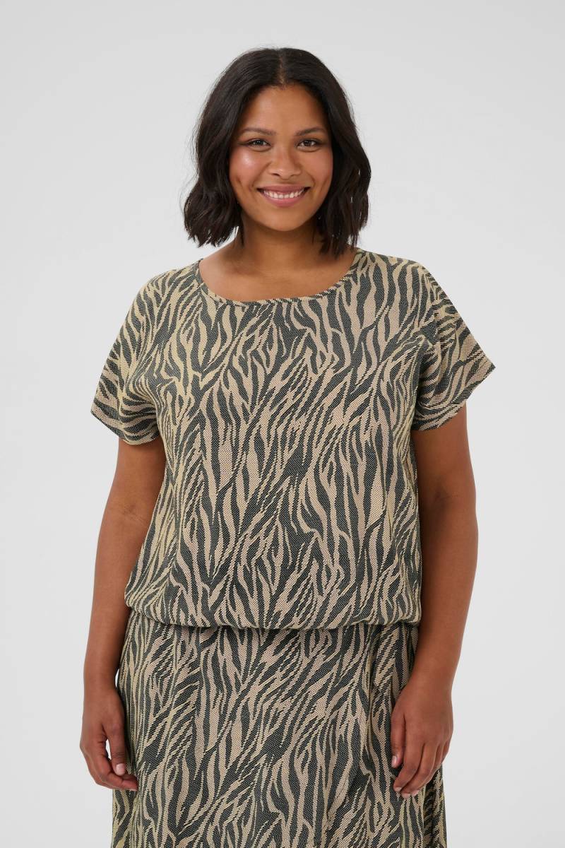 Große Größen Kurzarm-Bluse Regular fit, Damen, braun, Größe: 48, Viskose, Happy Size DE Women von KAFFE Curve