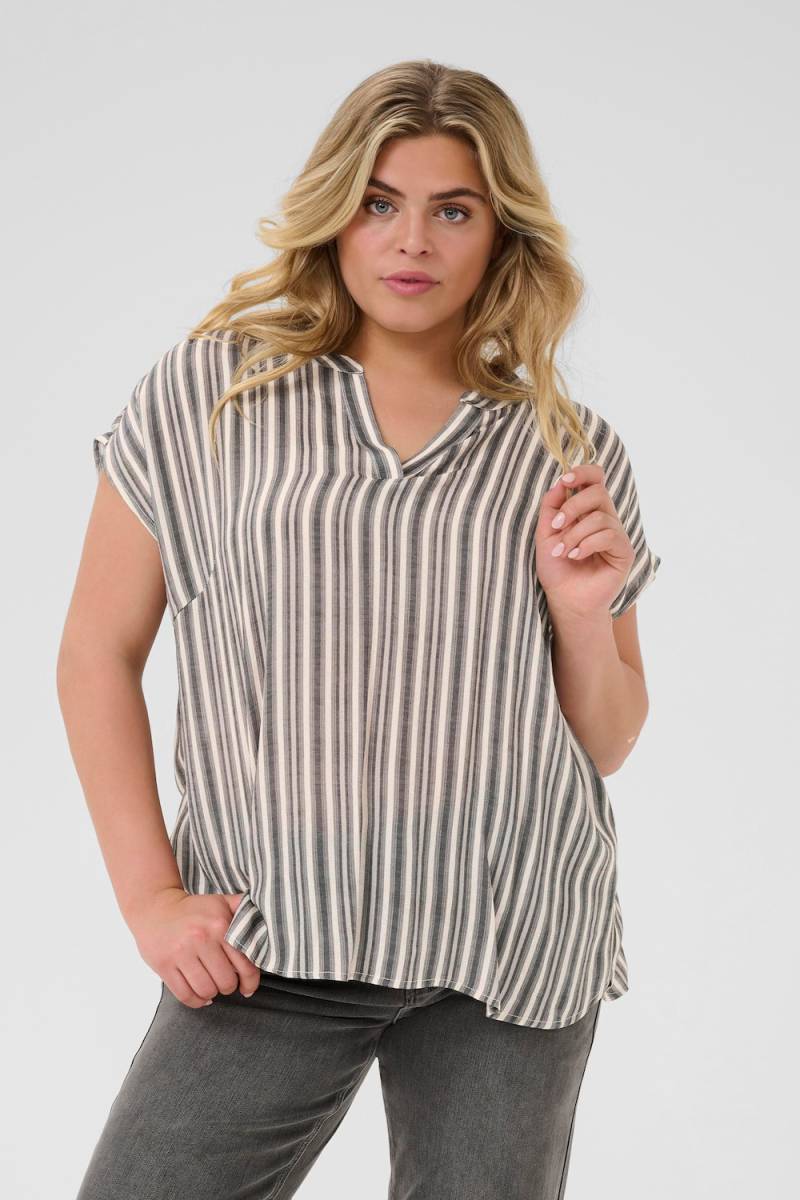 Große Größen Kurzarm-Bluse Regular fit, Damen, grau, Größe: 48, Viskose/Polyester, Happy Size DE Women von KAFFE Curve