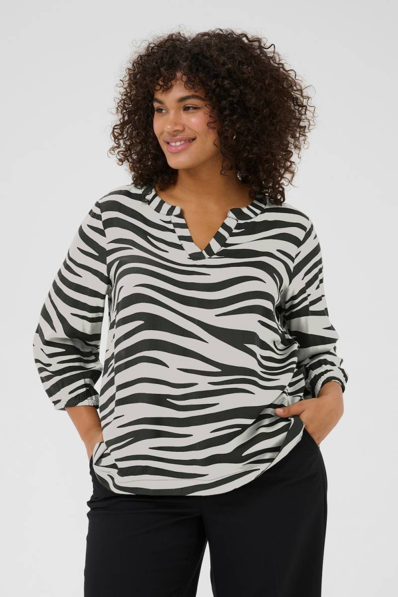 Große Größen Kurzarm-Bluse Regular fit, Damen, grau, Größe: 54, Viskose, Happy Size DE Women von KAFFE Curve
