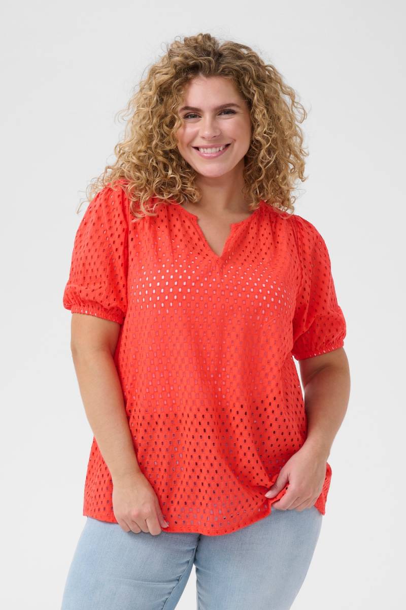 Große Größen Kurzarm-Bluse Regular fit, Damen, rosa, Größe: 54, Baumwolle, Happy Size DE Women von KAFFE Curve