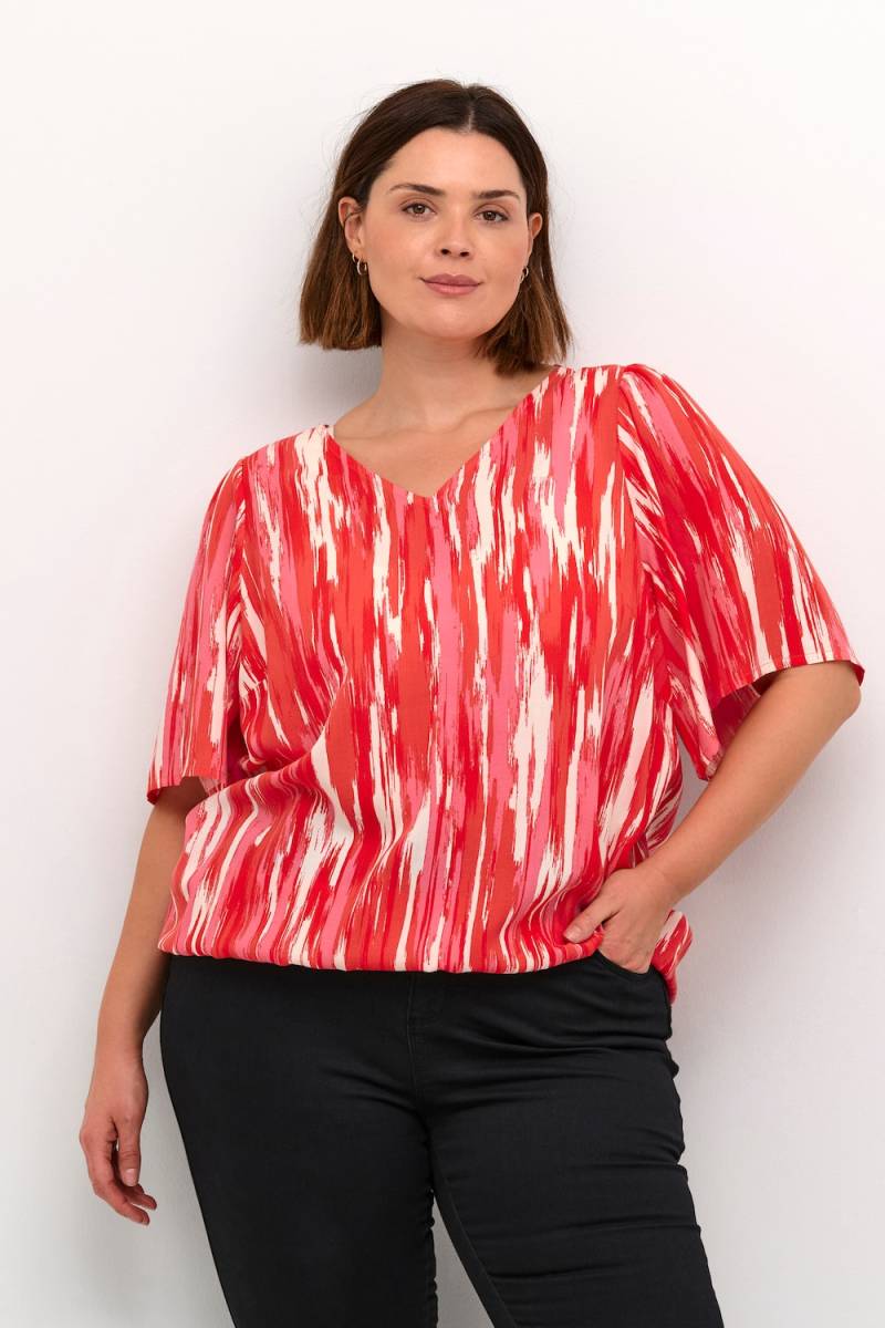 Große Größen Kurzarm-Bluse Regular fit, Damen, rosa, Größe: 54, Viskose, Happy Size DE Women von KAFFE Curve